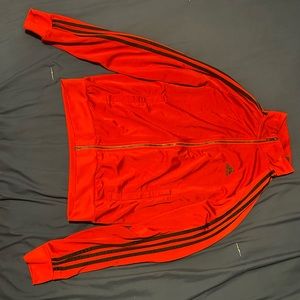 Red Adidas 3 Stripes Jacket